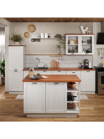 Cozinha completa composta por 6 peças + ilha na cor branco lavado com honey / coleção Alma